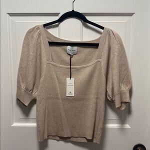 Pink Rose Beige Knit Top
